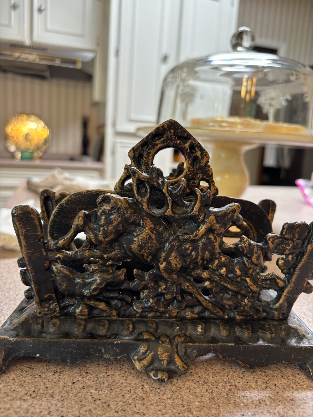 Vintage Metal Envelope Holder with the Hunt Scene,antique Brass finish.